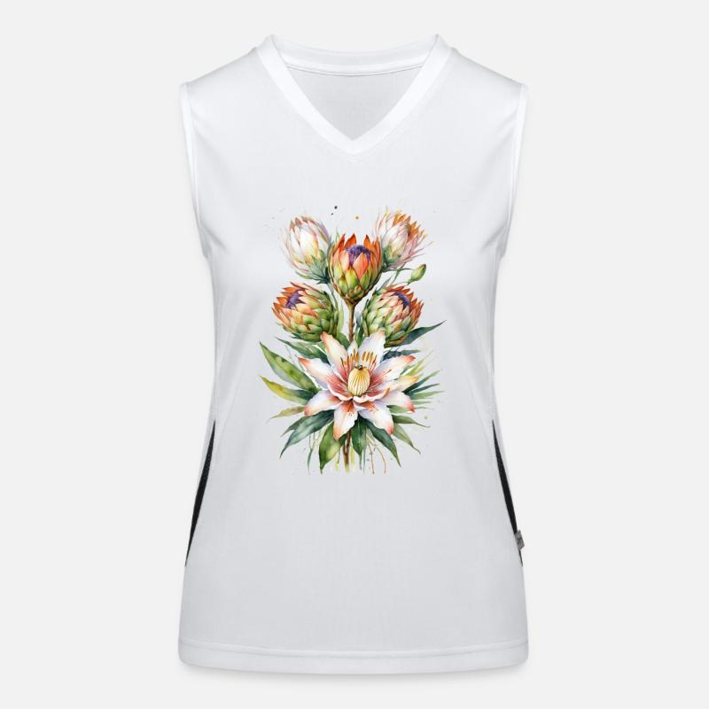 Exquisite Botanical Watercolor Protea Flowers Women's Functional Contrast Tank Top