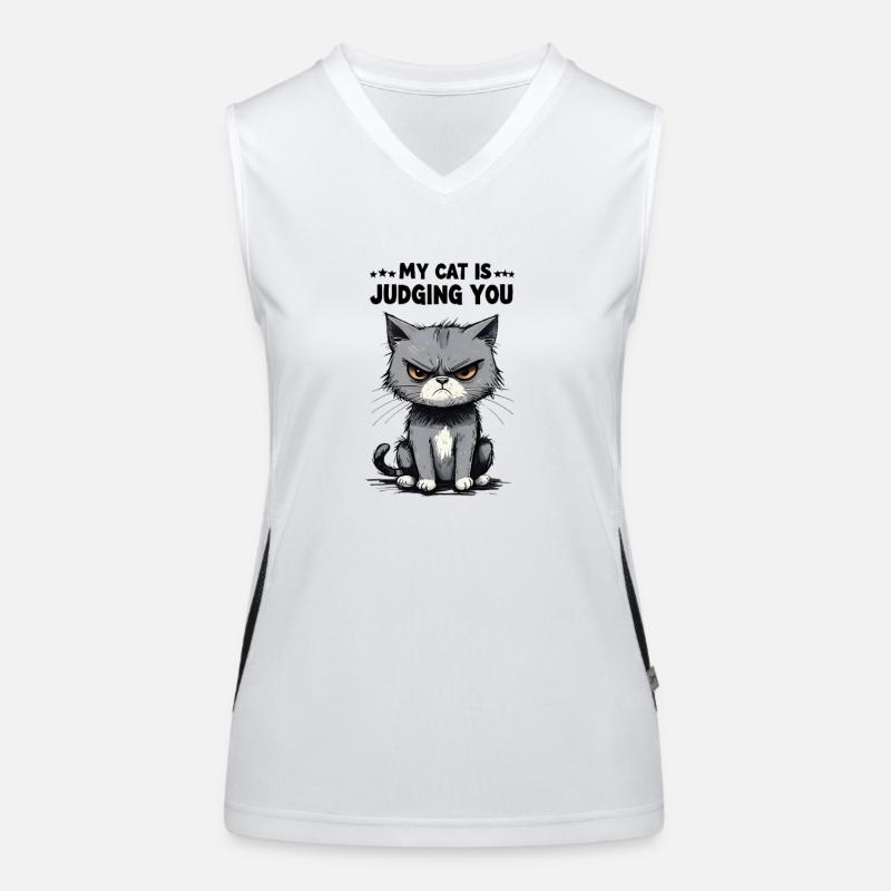 Meine Katze verurteilt dich: Grumpy Tabby Funktionelles Kontrast-Tank Top für Frauen