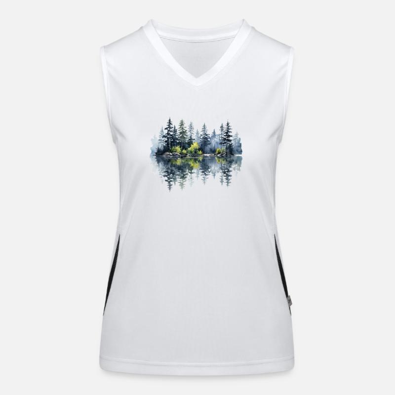 Watercolor Pine Reflection Women's Functional Contrast Tank Top