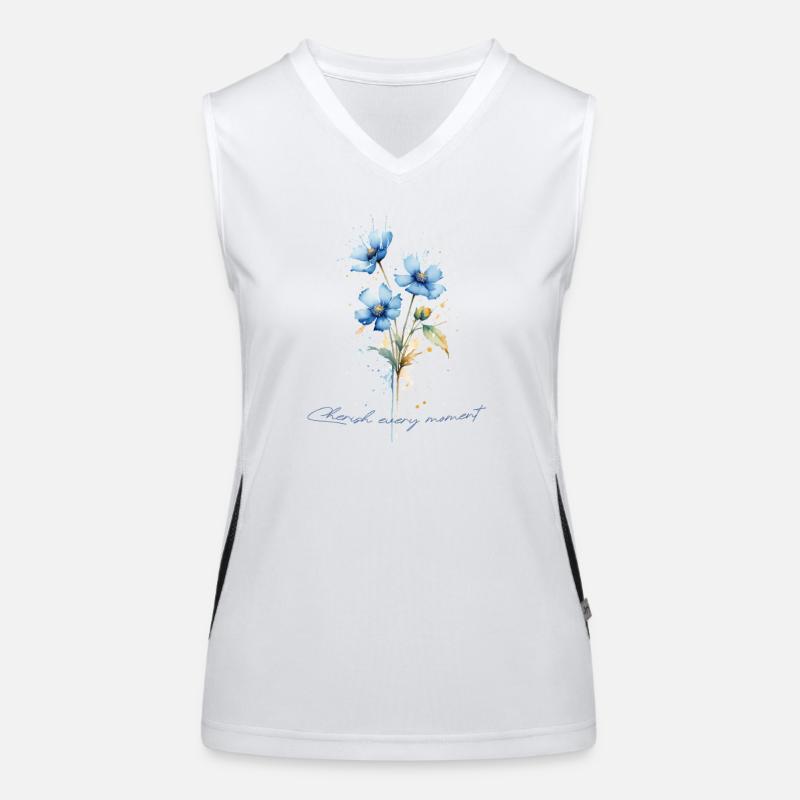 Chérissez chaque instant Fleurs bleues Débardeur respirant contrasté Femme