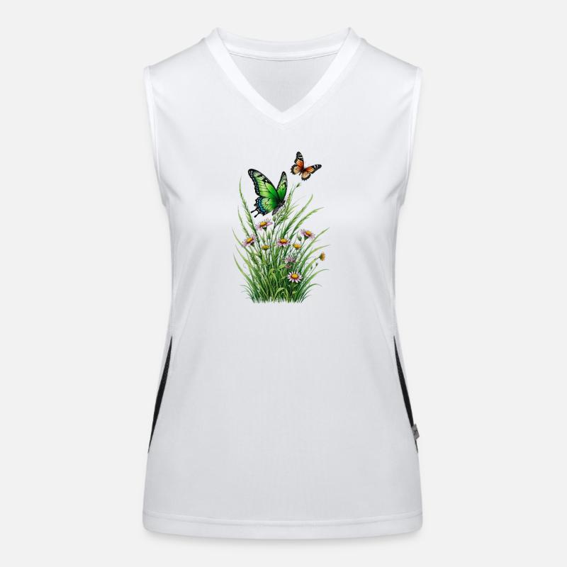 Butterfly Meadow Flutter Women's Functional Contrast Tank Top