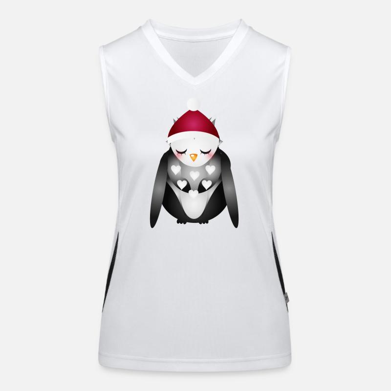 verträumte Eule mit Santa Claus Weihnachtsmütze Funktionelles Kontrast-Tank Top für Frauen