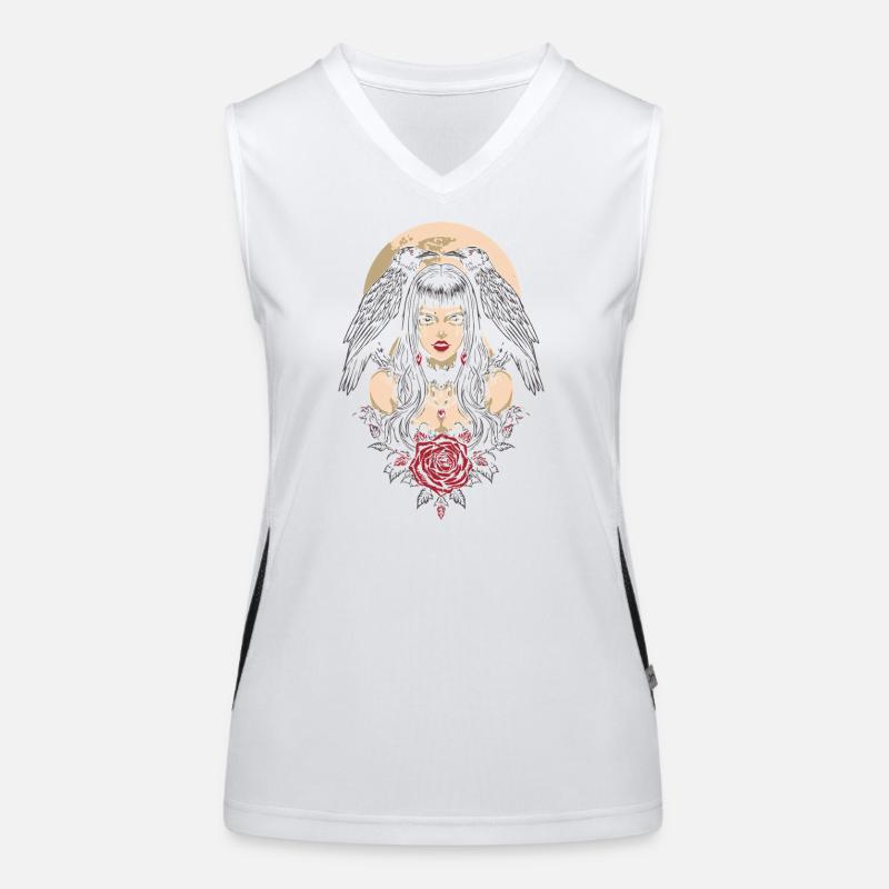 Gothic Mädchen mit Krähen Geschenk Funktionelles Kontrast-Tank Top für Frauen