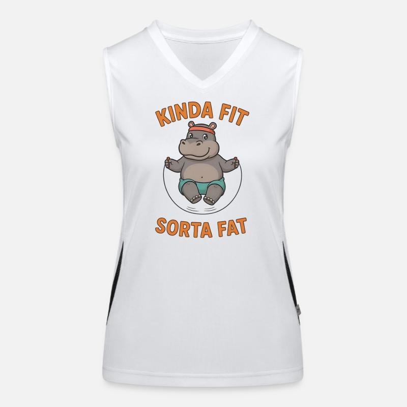 Kinda Fit Sorta Fat Funny Gym Cute Hippo Retro Women's Functional Contrast Tank Top