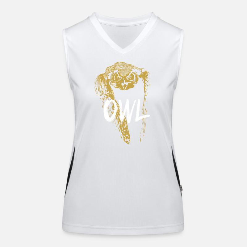 Moderne Kalligraphie Eule Illustration Funktionelles Kontrast-Tank Top für Frauen