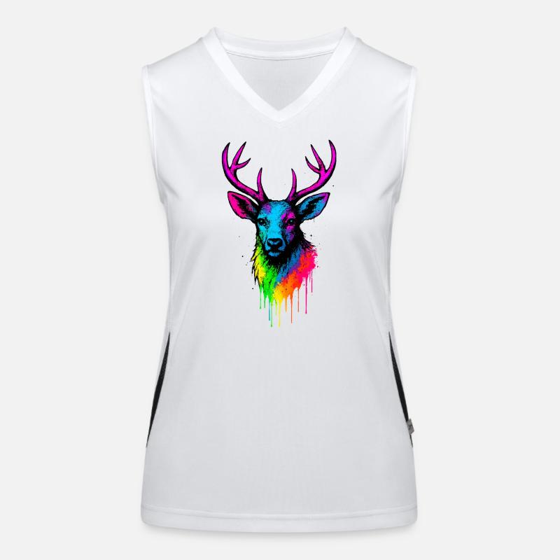 Regenbogen Hirsch Neon Splash Funktionelles Kontrast-Tank Top für Frauen