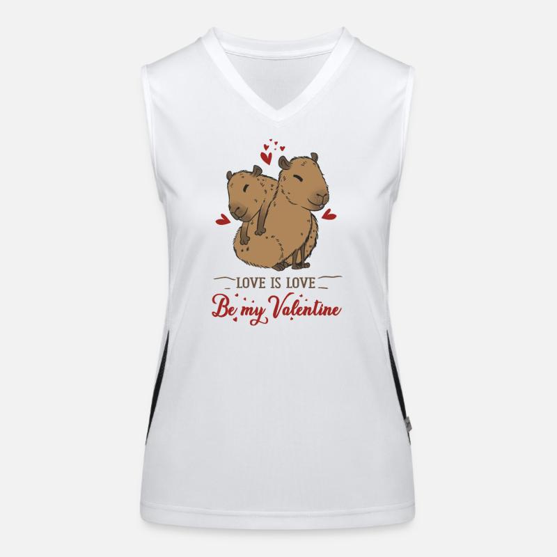 Love motif with two capybara babies Women's Functional Contrast Tank Top