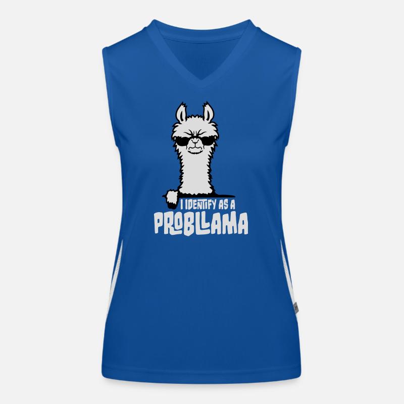 Je m’identifie comme un probllama Cool Lama Problem Spruch Débardeur respirant contrasté Femme