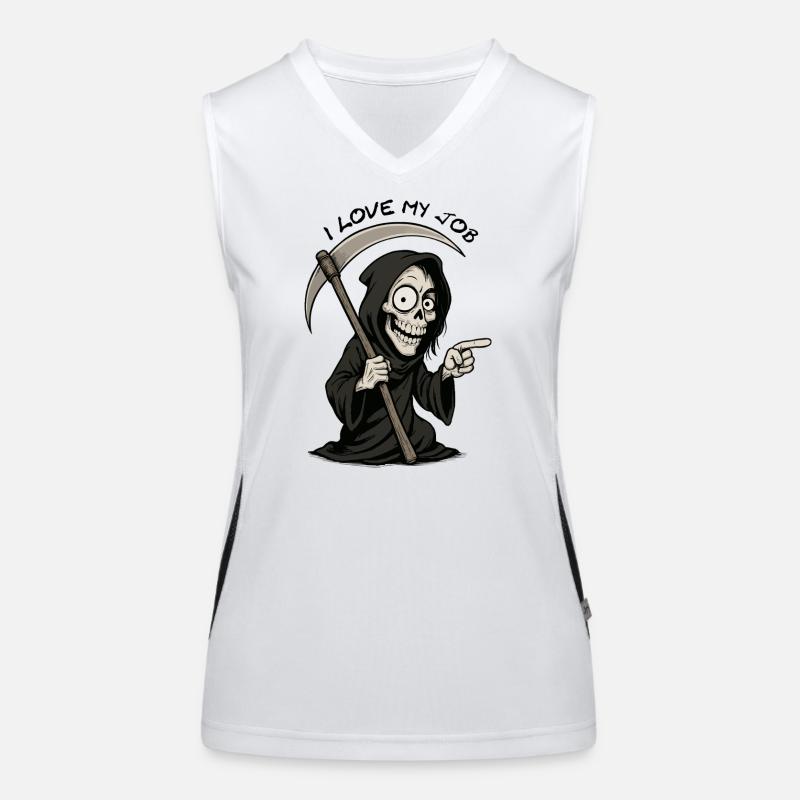 Grim Black Grim Reaper lächelt Funktionelles Kontrast-Tank Top für Frauen