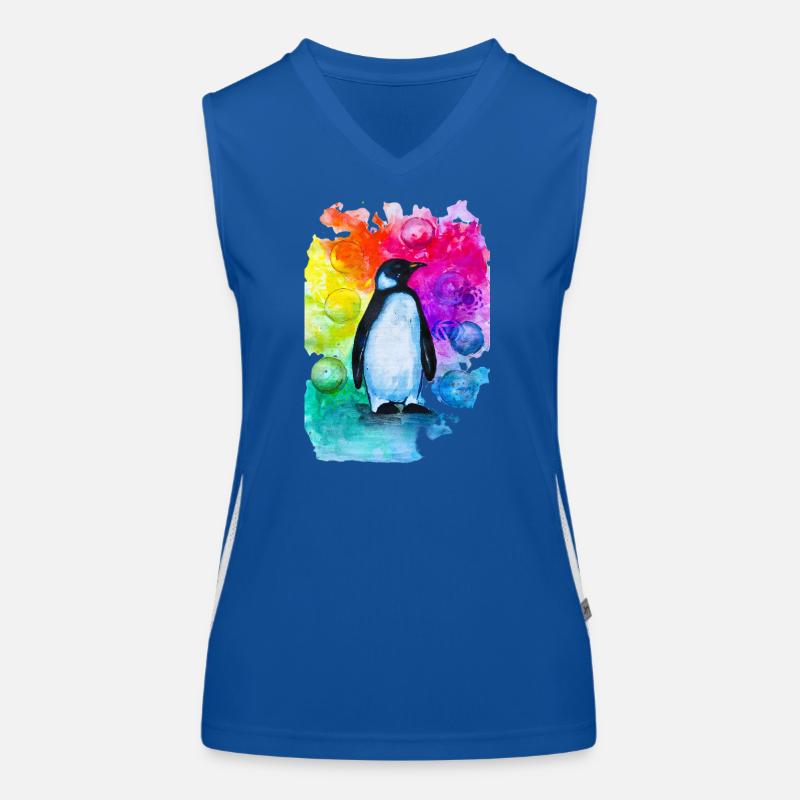 Buntes Pinguin-Aquarell Funktionelles Kontrast-Tank Top für Frauen