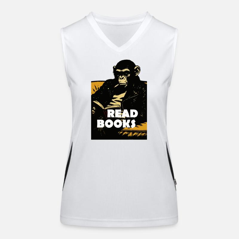 Chimp liest Bücher Funktionelles Kontrast-Tank Top für Frauen