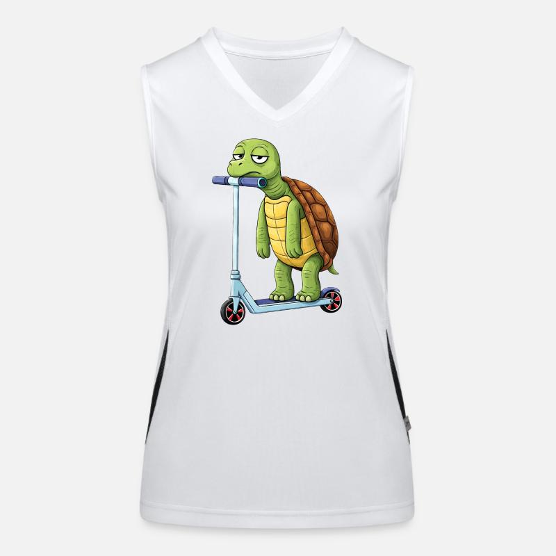 Süße Schildkröte Cartoon langweilig Roller Scooter Funktionelles Kontrast-Tank Top für Frauen