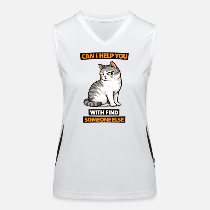 Moody Cat Help Find Someone Else Women's Functional Contrast Tank Top