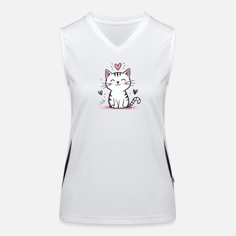 Niedliche Doodle‑Katze Funktionelles Kontrast-Tank Top für Frauen