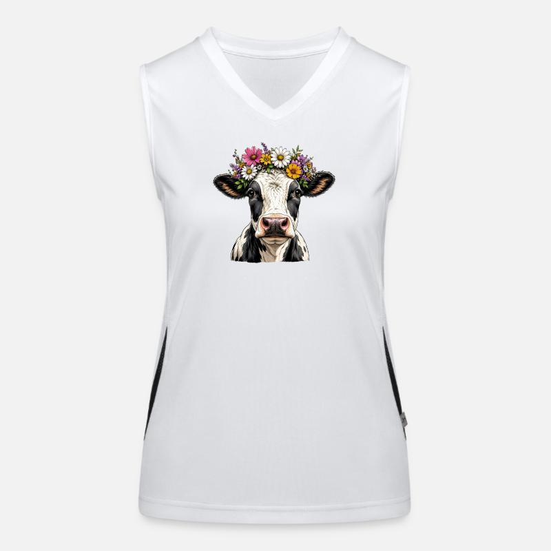 Vache décorée floral Débardeur respirant contrasté Femme