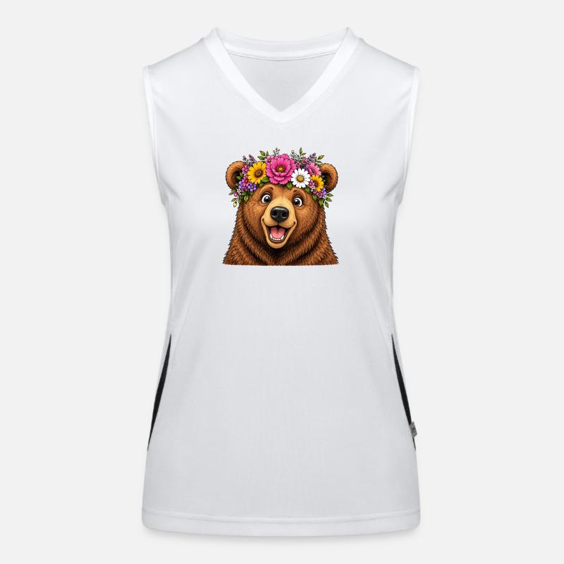 Bär mit Blumenschmuck  Funktionelles Kontrast-Tank Top für Frauen