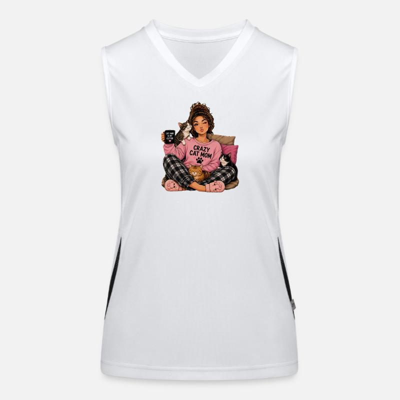Crazy Cat Mom Cuddle Design Women's Functional Contrast Tank Top
