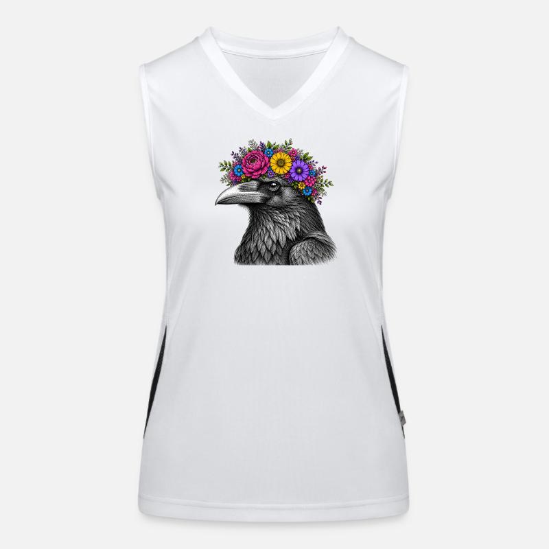 Krähenkopf mit Blütenkrone Funktionelles Kontrast-Tank Top für Frauen