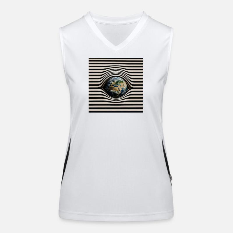 Earth in Optical Wave Pattern Women's Functional Contrast Tank Top