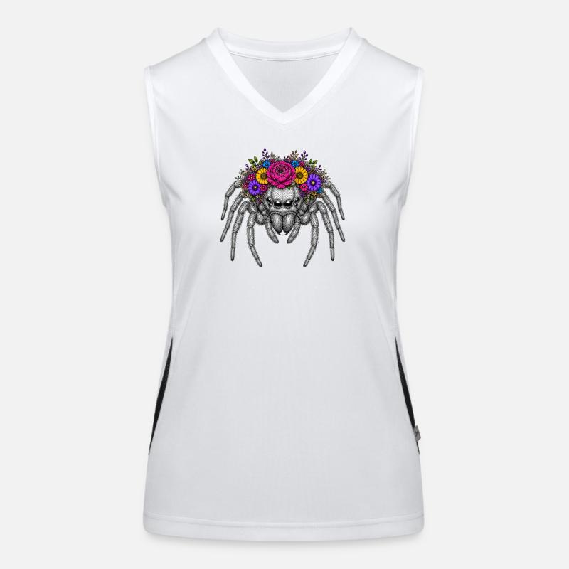 Blütenkranzspinne Illustration Funktionelles Kontrast-Tank Top für Frauen