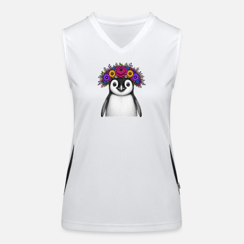 Pingouin avec couronne de fleurs Débardeur respirant contrasté Femme