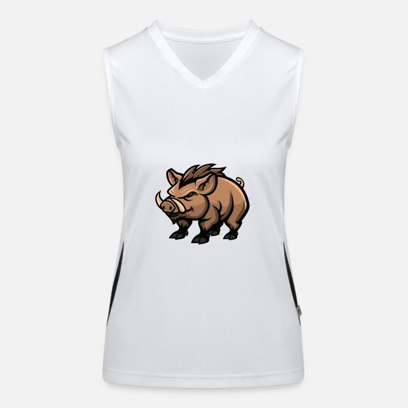 Schwein Comic Wildschwein Funktionelles Kontrast-Tank Top für Frauen