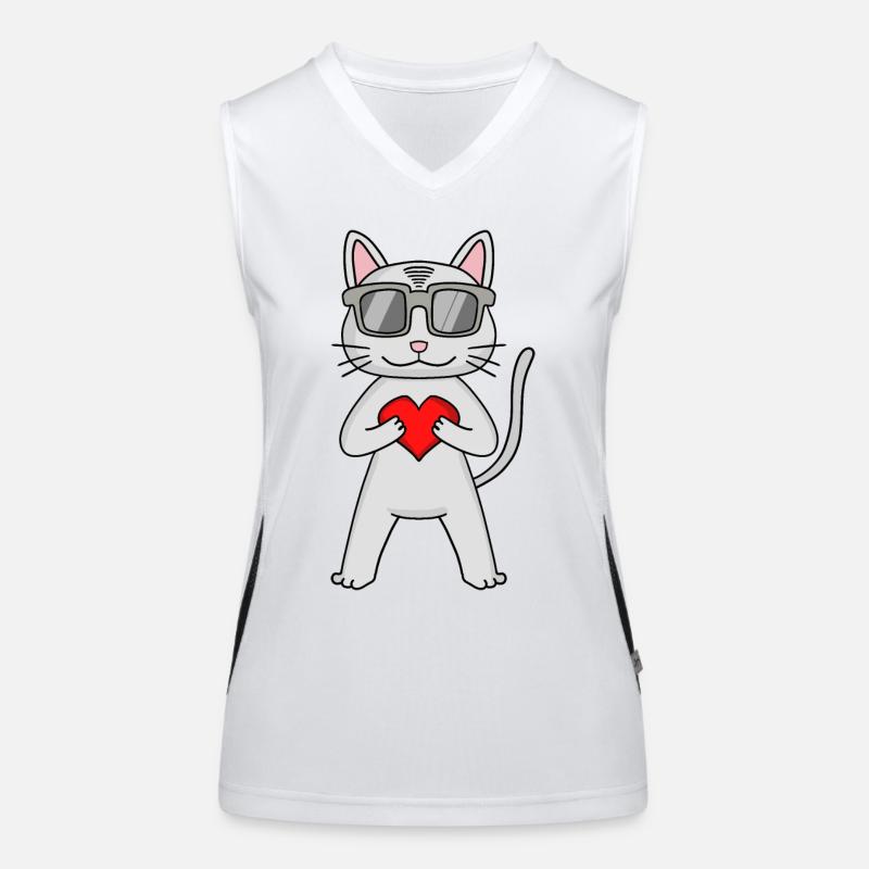 Devon Rex mit Sonnenbrille und Herz Funktionelles Kontrast-Tank Top für Frauen