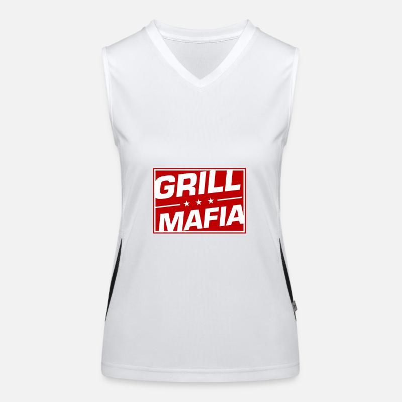 Grill Mafia Grillen Spruch Funktionelles Kontrast-Tank Top für Frauen