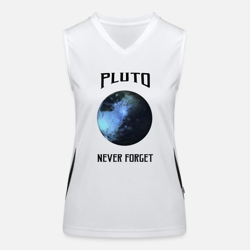 Science - Pluto never for Funktionelles Kontrast-Tank Top für Frauen