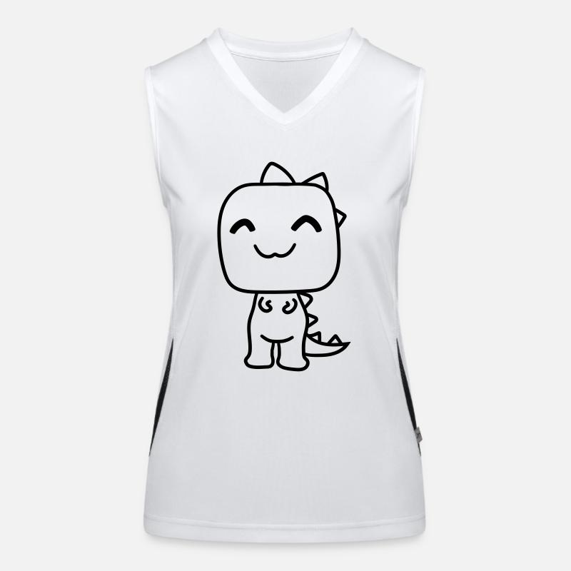 t-rex rex fleischfresser glücklich süß niedlich kl Funktionelles Kontrast-Tank Top für Frauen