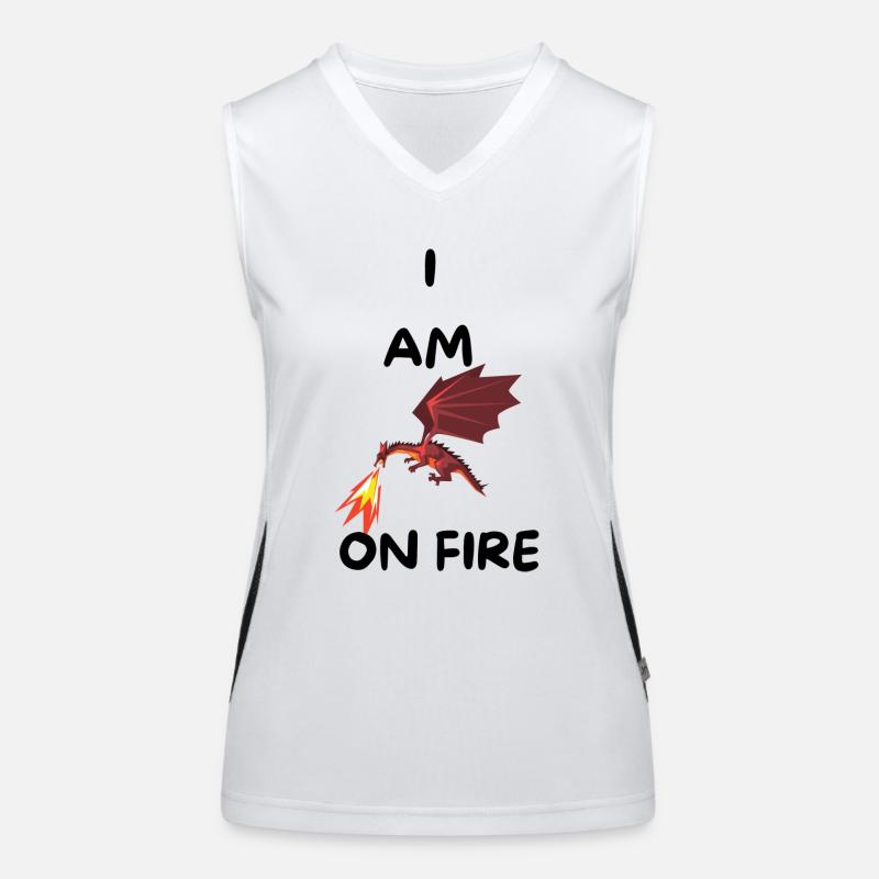 I'M ON FIRE -dragon spits fire - gift Women's Functional Contrast Tank Top