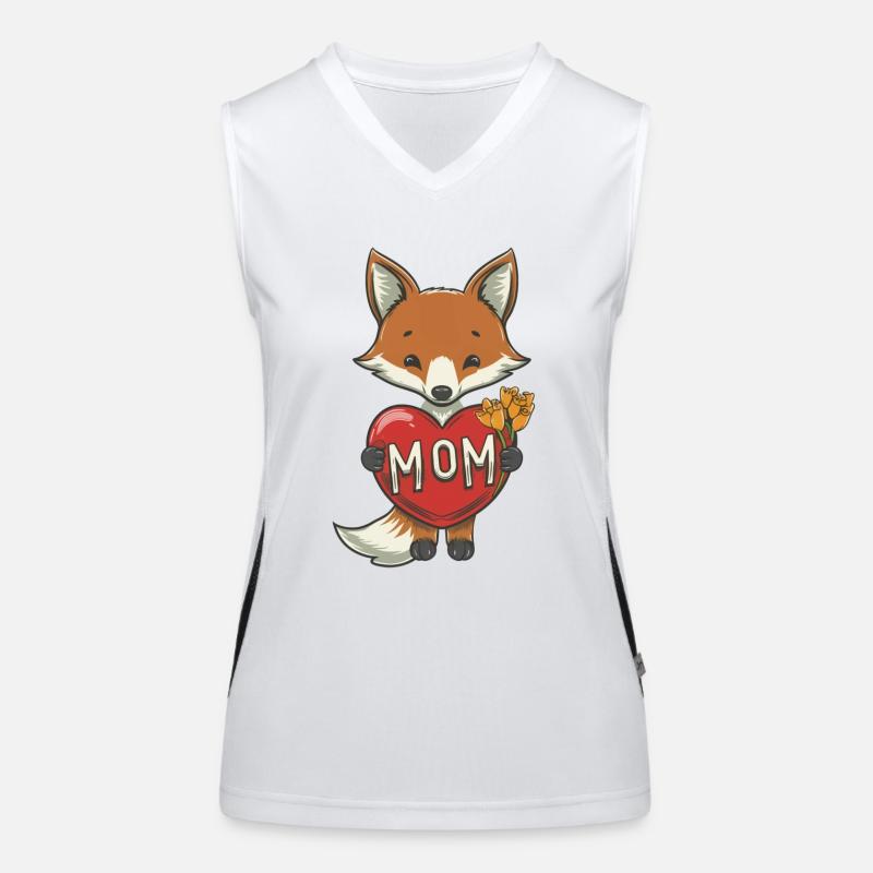FOX MOM - Women's Functional Contrast Tank Top - white/black