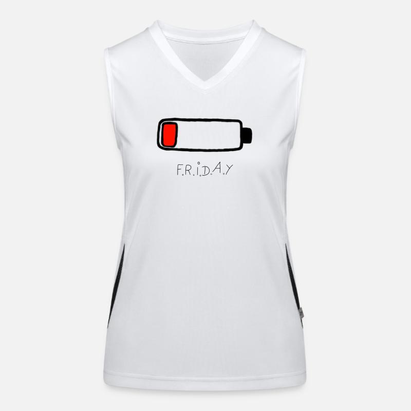 F.r.i.d.a.y battery empty - funny statement Women's Functional Contrast Tank Top