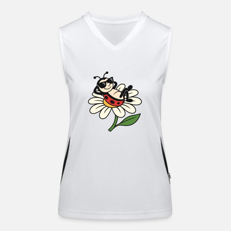 Cooler Marienkäfer auf Daisy Funktionelles Kontrast-Tank Top für Frauen