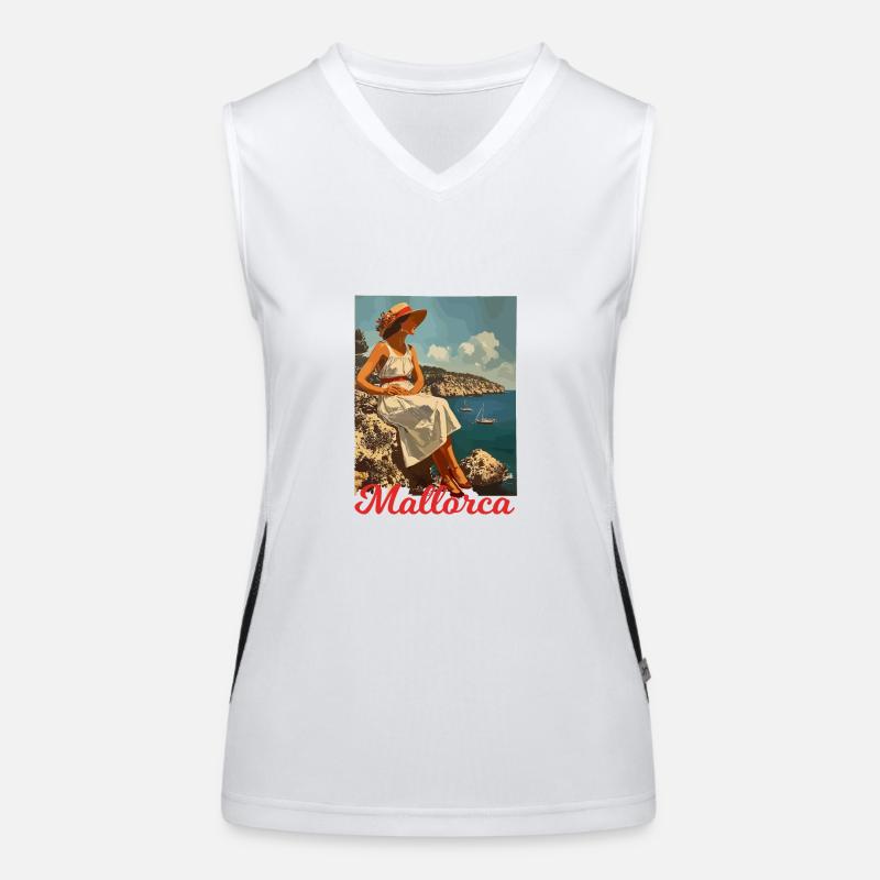Vintage Mallorca Reise Spanien Insel Funktionelles Kontrast-Tank Top für Frauen