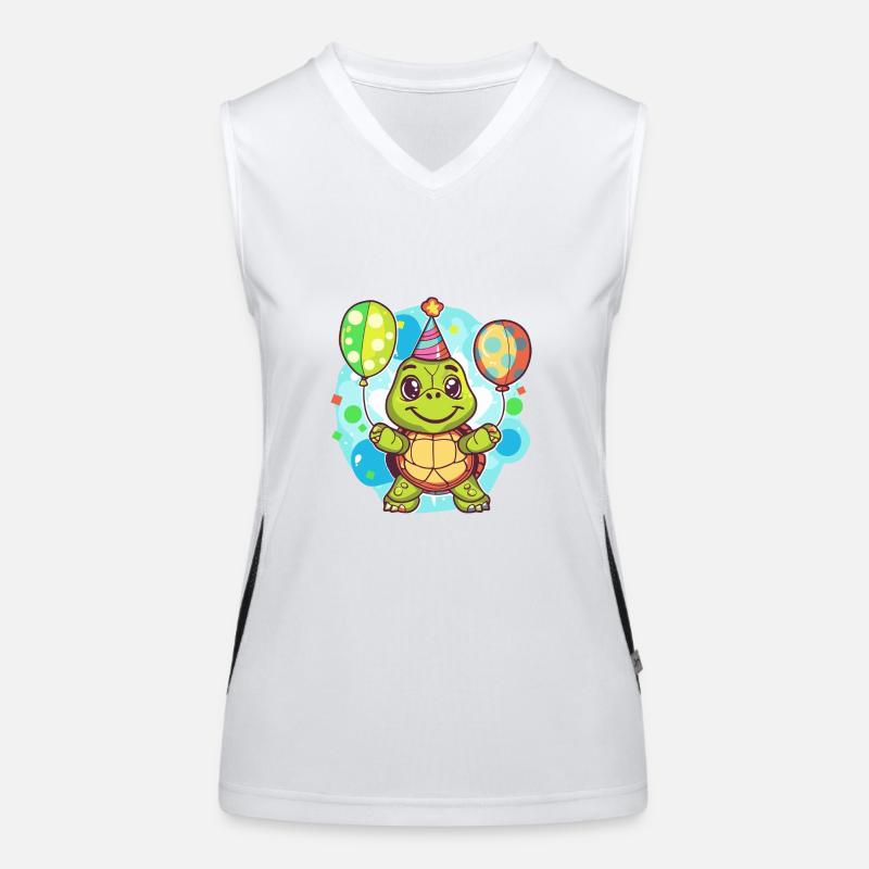 Turtle Birthday Comic Women's Functional Contrast Tank Top
