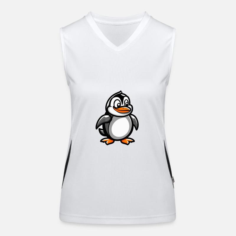 Pinguin Comic Funktionelles Kontrast-Tank Top für Frauen