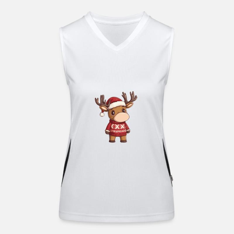 Elch Weihnachten Comic Funktionelles Kontrast-Tank Top für Frauen