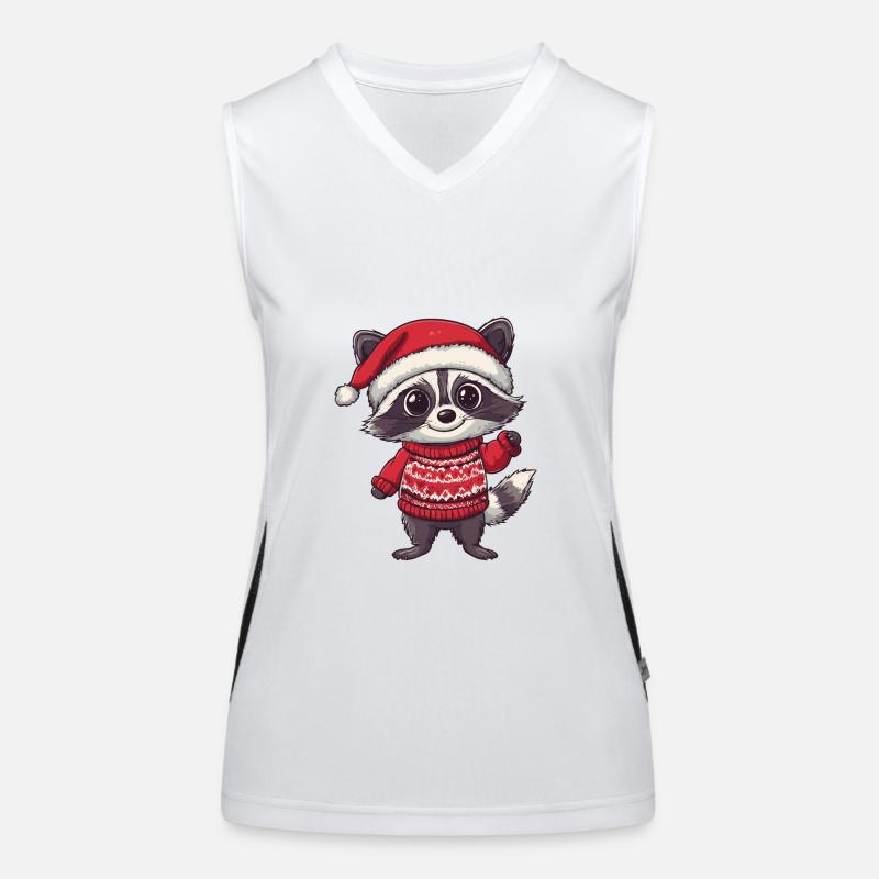 Waschbär Weihnachten Comic Funktionelles Kontrast-Tank Top für Frauen