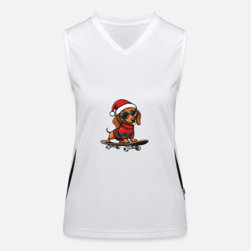 Dachshund Badger Dog Christmas Skateboard Women's Functional Contrast Tank Top
