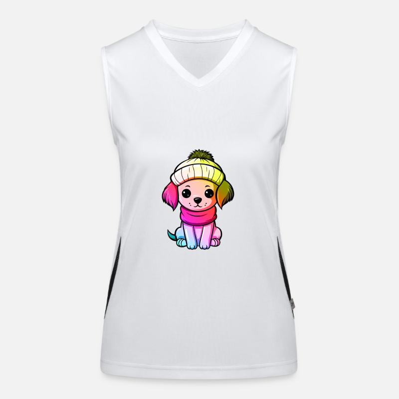 Hund Winter Tier Bunt Comic Funktionelles Kontrast-Tank Top für Frauen