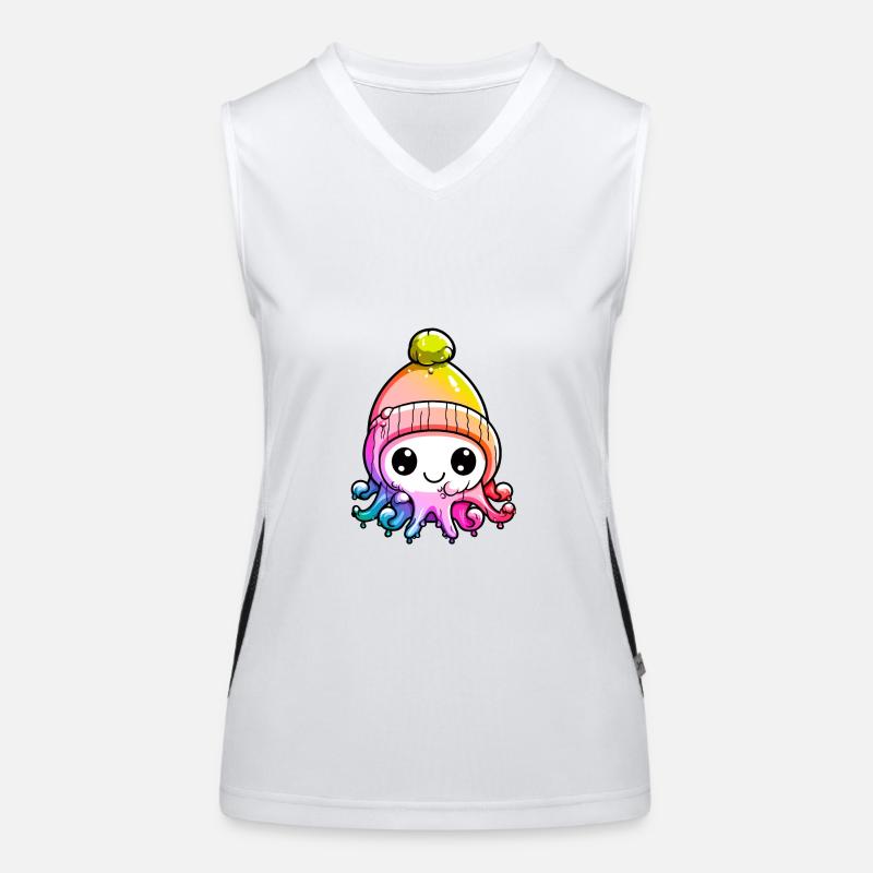 Oktopus Winter Tier Bunt Comic Funktionelles Kontrast-Tank Top für Frauen