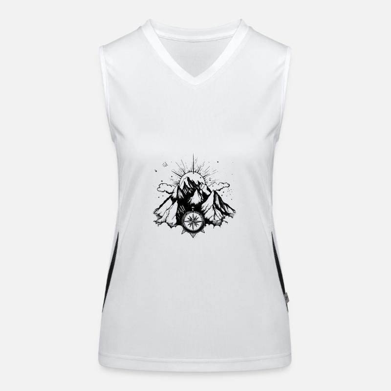 Berge Kompass Symbol Funktionelles Kontrast-Tank Top für Frauen