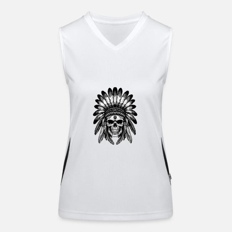 Apache Indianer Totenkopf Funktionelles Kontrast-Tank Top für Frauen