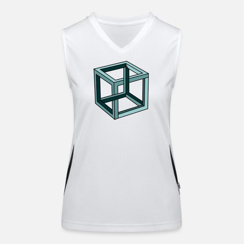 Escher Impossible Cube - Women's Functional Contrast Tank Top - white/black