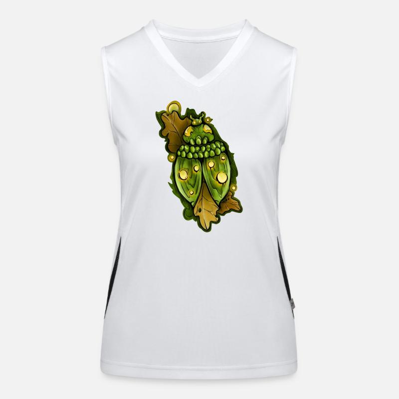 Green ladybug with leaf accents - Women's Functional Contrast Tank Top - white/black