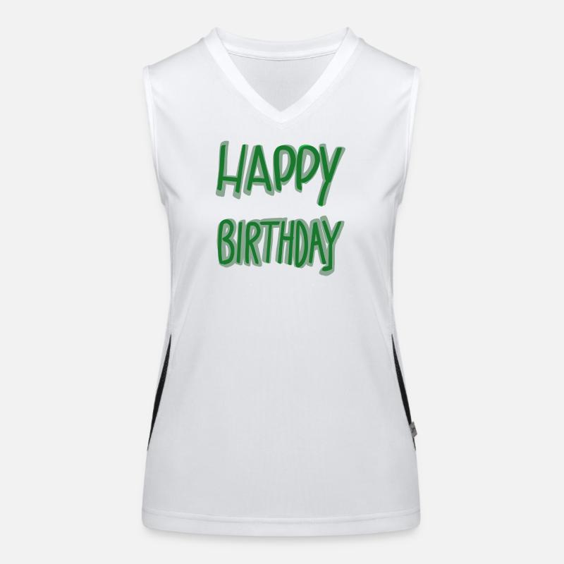 Lettrage vert joyeux anniversaire Débardeur respirant contrasté Femme