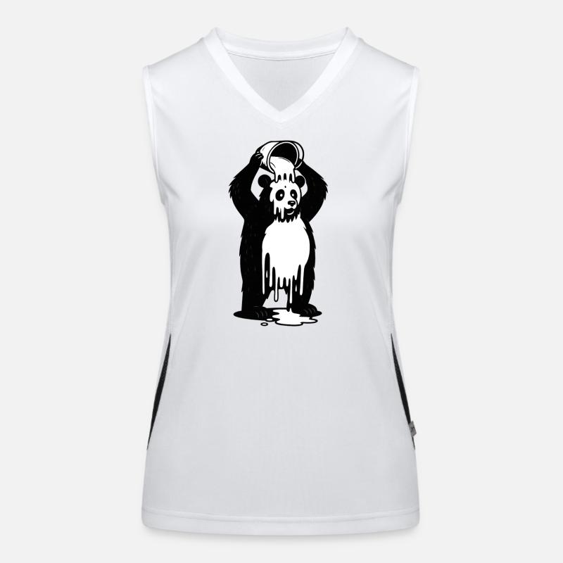 Panda in a paint pot Women's Functional Contrast Tank Top
