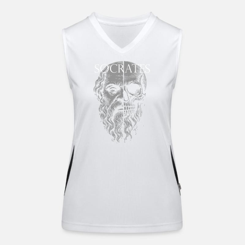 Socrates Half-Skull Portrait Design Women's Functional Contrast Tank Top
