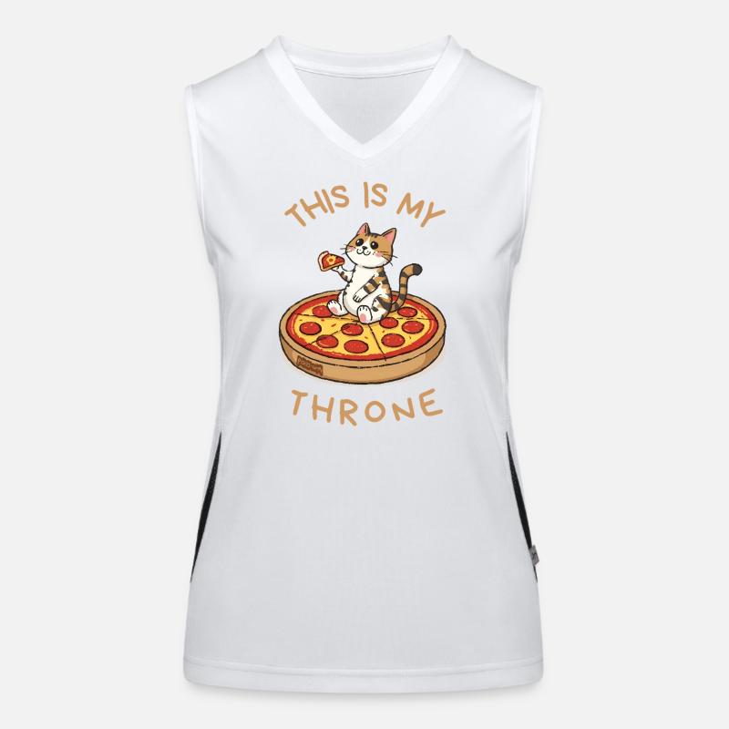 Chat de dessin animé sur pizza – C’est mon trône Débardeur respirant contrasté Femme